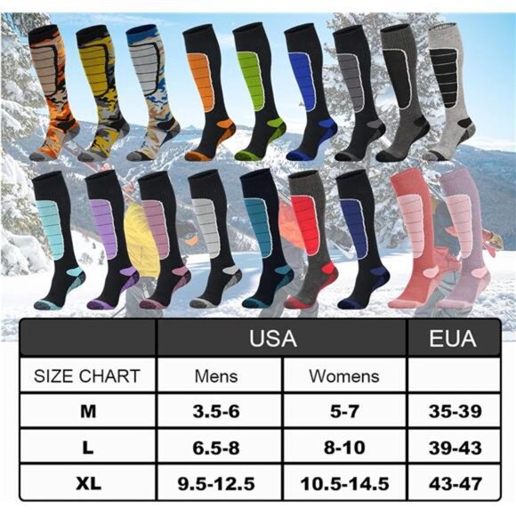 Ski Socks: Thermal Knee-High Cold Weather Socks for Snowboarding, Winter - Picture 5 of 7